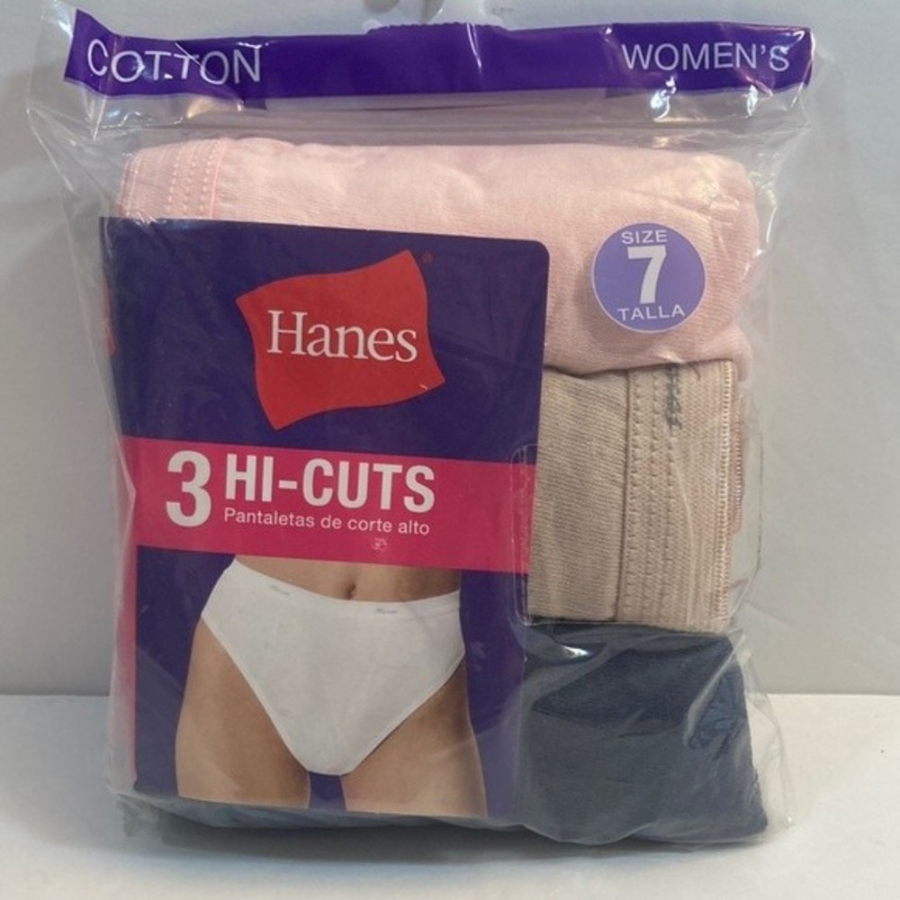 Hanes 100% Cotton Hi Cut Underwear Panties Size 7 Women